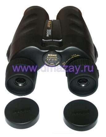 Бинокль призменный с центральной фокусировкой Nikon TRAVELITE V 8-24x25 CF ZOOM угол 4,6 компактный складной обрезиненный черный #7512